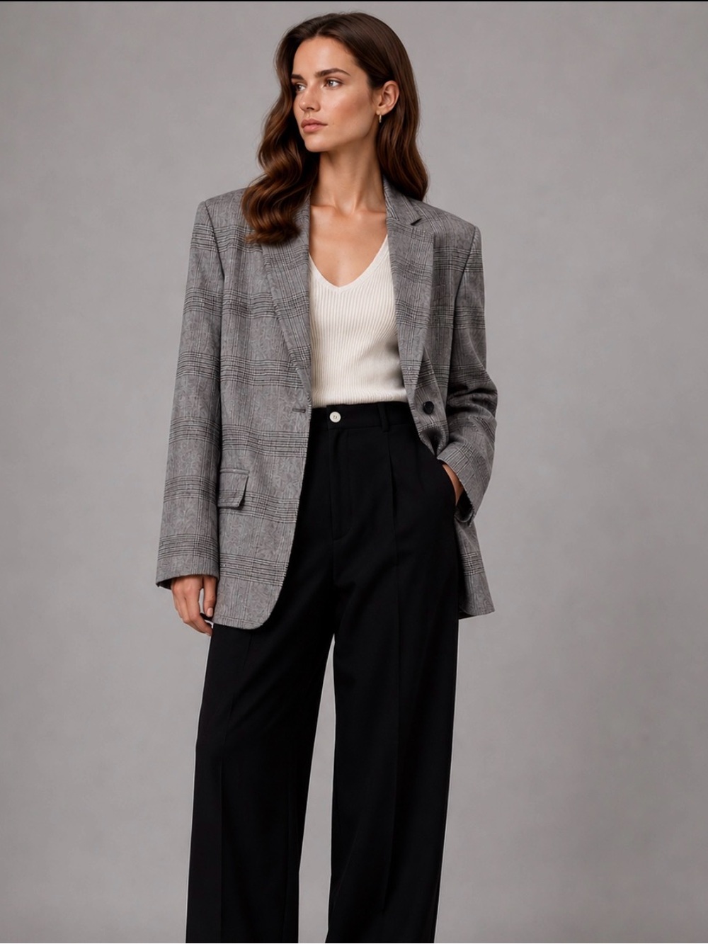Zara Classic Glen Plaid Oversized Blazer XS